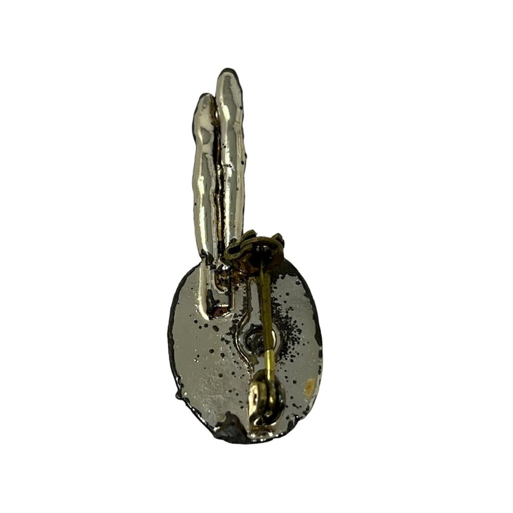 Painters Palette Brooch Faux Mother of Pearl Silver Tone Vintage Pin - Picture 3 of 8